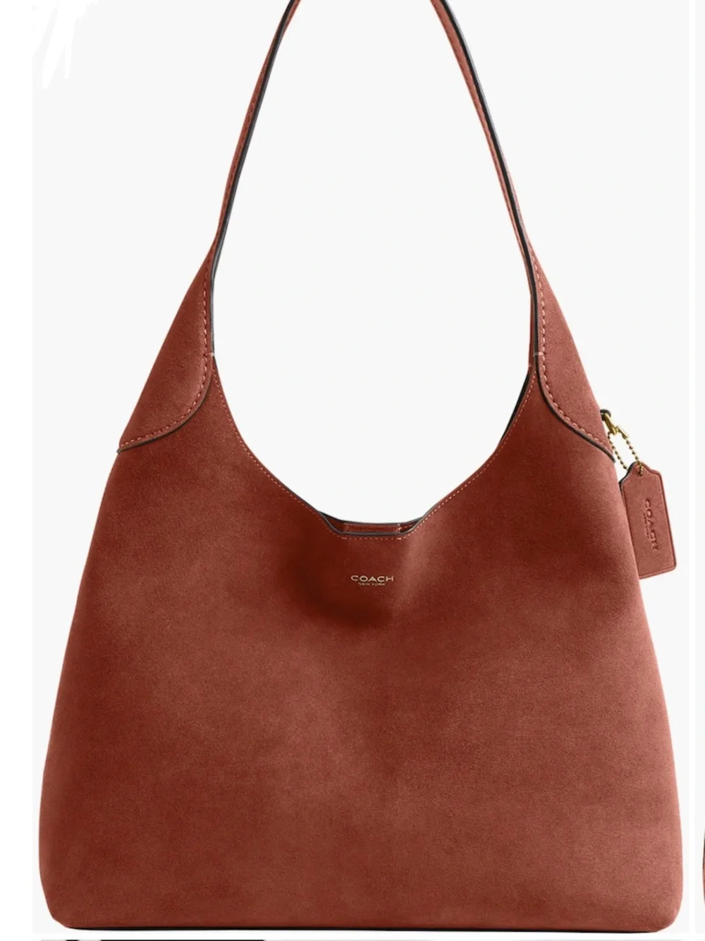 NWT $395 COACH Brooklyn 34 Suede Shoulder Bag in CLAY!